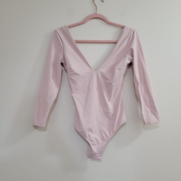 Free People Tops - Free people pink plunge bodysuit XS